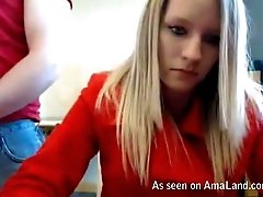 Just a skanky blonde bitch sucking her boyfriend on webcam