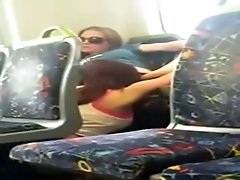 Hidden cam vid with a gal eating her friend's twat on the train