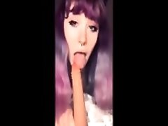 Hentai girl suck dildo, sloppy throat fuck, deepthroat