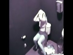 Hot Blonde Babe Masturbate on Public Toilet