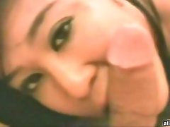 Sassy Asian girlfriend gives yum-yum blowjob for a pov cam