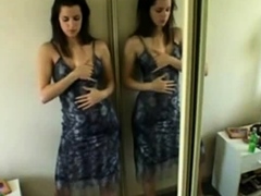 Vanessa masturbates standing in front of mirror homevideo