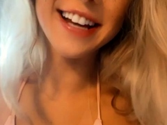 Curvy blonde babe teasing on webcam