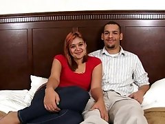 Amateur couple on the bed is ready to have sex on cam