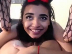 Teen smoke and lick herself on webcam