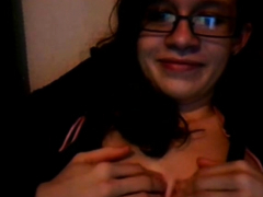 Nerdy Teen Plays With Tits On Skype