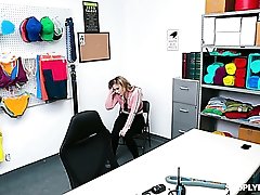 Horny big racked pale slut Dresden is fucked by store guard