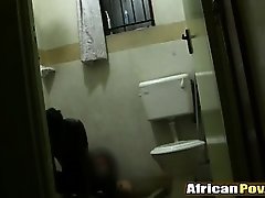 Hardcore fucking for horny interracial couple in bathroom