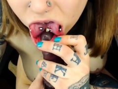 weird russian tattooed pierced cam-bitch
