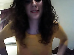 Shy teen gal on webcam