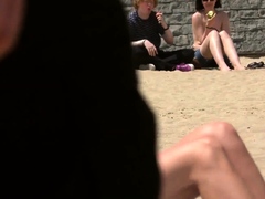 Amazing blonde girl Topless Beach Voyeur Public