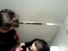 Hidden camera caught brunette chick getting screwed in a public toilet
