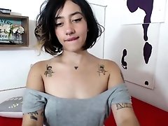 Tattoed Amateur Webcam Girl Hot Dildo Action Masturbation