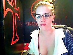 Hot and slutty babe dressed as a teacher on webcam