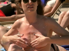 Lovely girl Topless Beach Voyeur Public Nude