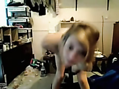 Golden-Haired college angel with great bazookas rubs herself on webcam