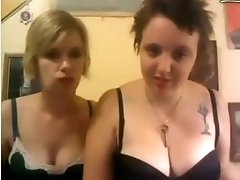 Horny and kinky lesbian couple show me their tits on webcam