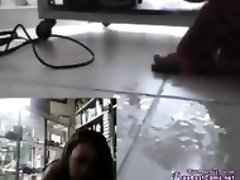 Latina explosive squirt while at work in her shop