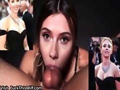 Black Widow Scarlett Johansson chokes on cock and swallows cum1