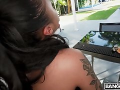 Ebony maid fucked on camera while cleaning the house naked