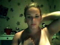 Hot and busty webcam teen squirts with creamy juice while masturbating