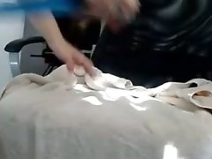 Lustful blonde MILF masturbating with dildo on webcam with me