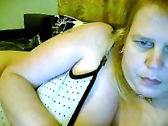 Chunky busty blonde milf on the webcam is horny for me