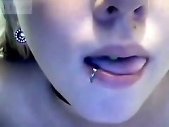 Hot webcam solo with juggy pierced teen kneading her boobs