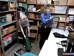 Cute blonde shoplifter found guilty and punish fucked