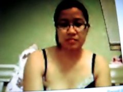 Young and chubby Asian webcam hottie in glasses flirts with me