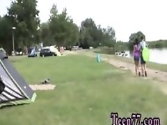 Teen creampie cock Eveline getting porked on camping site